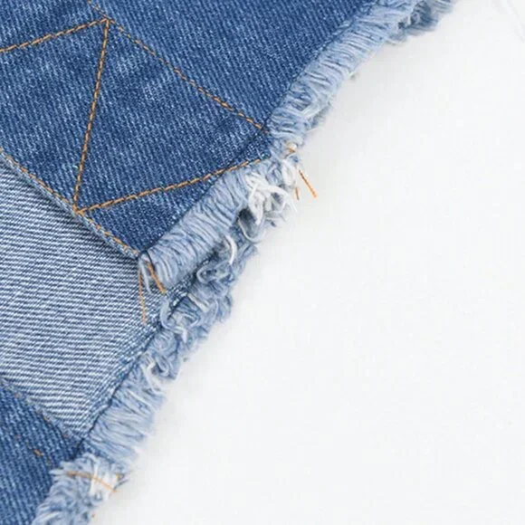 Black Casual Women's Valentine's Day Denim Patchwork Sweatshirt - Picture 9 of 9